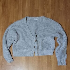 ARIZONA Gray Chunky Knit  Cropped Cardigan Sweater